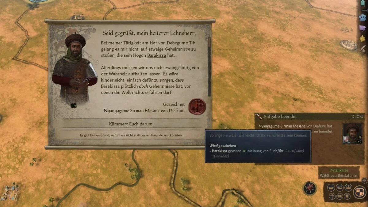 Crusader Kings 3 Result window The Spymaster has accomplished his task
