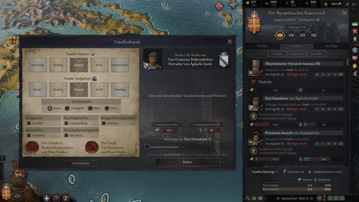 Crusader Kings 3 Feudal contract overview window with current feudal contracts