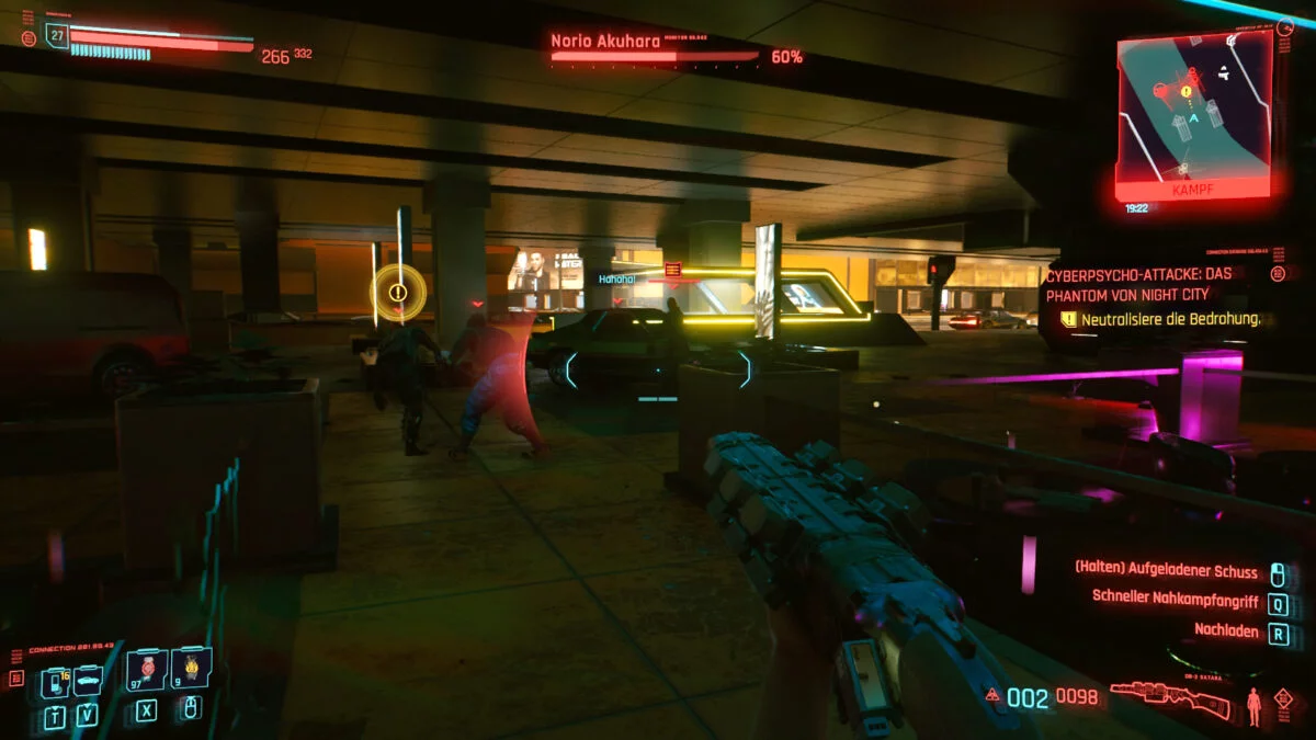 Cyberpunk 2077 Cyberpsychos Fight between several people in neon light environment