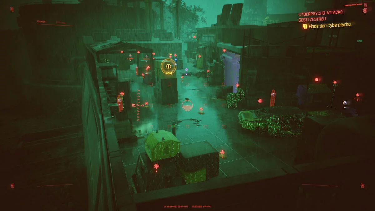 Cyberpunk 2077 Cyberpsychos Scan image of the mined battle area of the "Lawful" mission.