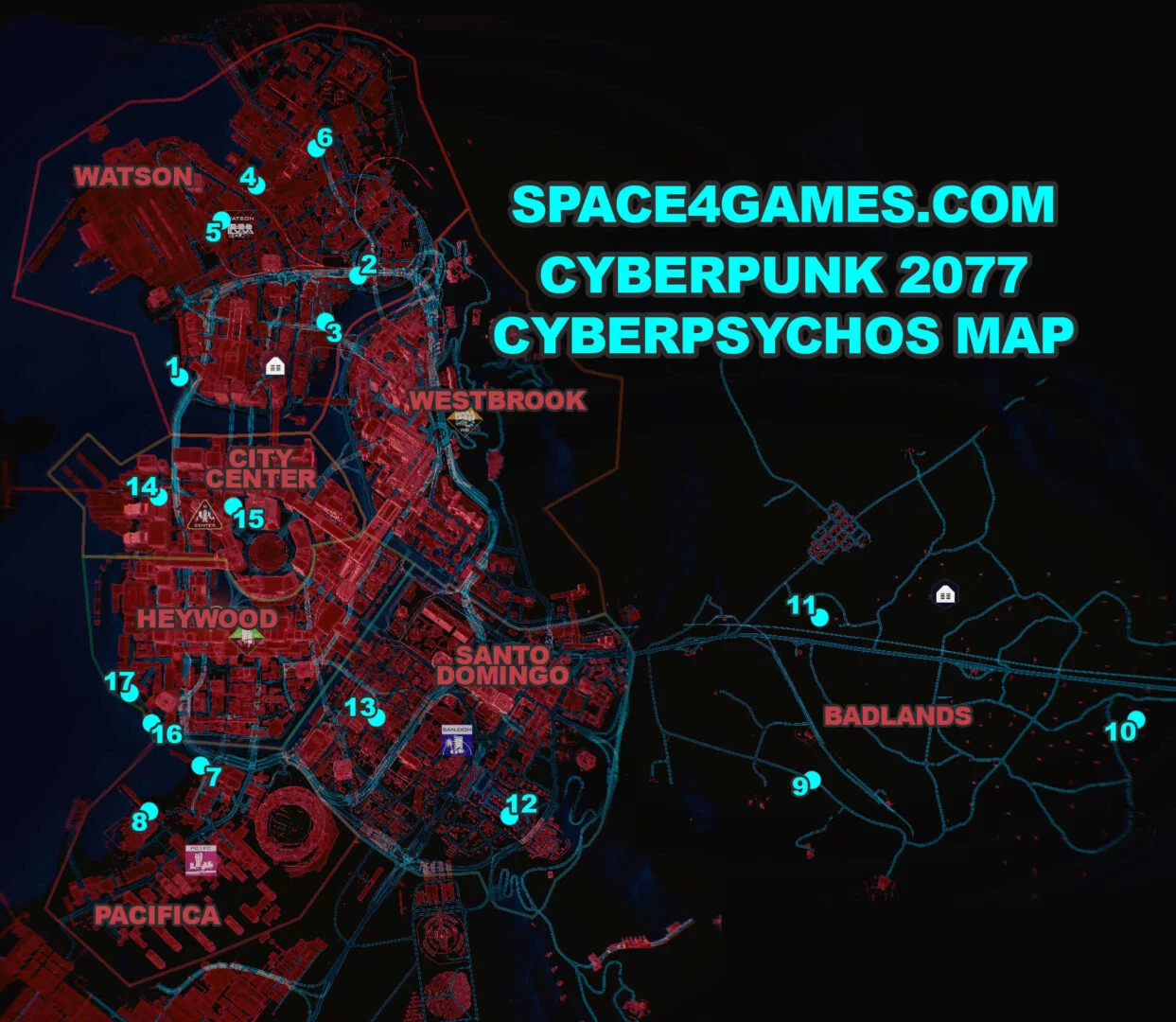 Cyberpunk 2077 Cyberpsycho Guide Locations of all Cyberpsychos Map