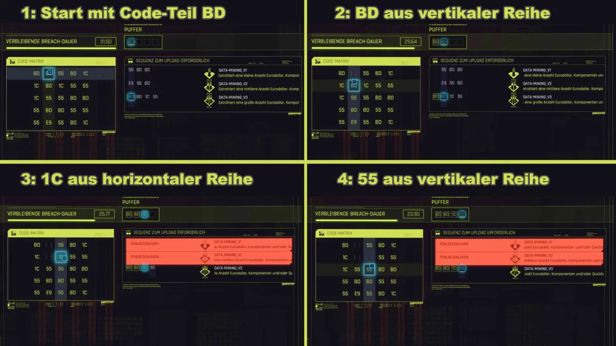 Cyberpunk 2077 Breach-Protokoll Ein Hack Schritt für Schritt gezeigt