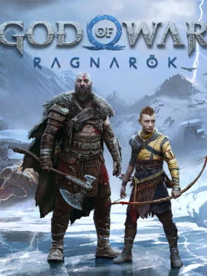 Das Titelbild von God of War Ragnarök zeigt Kratos und seinen Sohn Atreus.