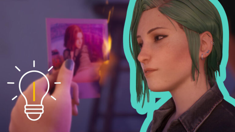 Chloe schaut auf ein Foto von Max, das langsam verbrennt.