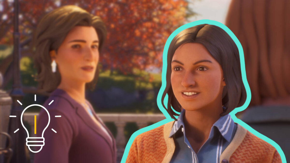 Eine Kunststudentin, dahinter Yasmin, Safis Mutter in Life is Strange: Reunion.