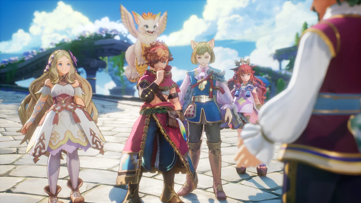Die Protagonist:innen von Visions of Mana stehen nebeneinander.