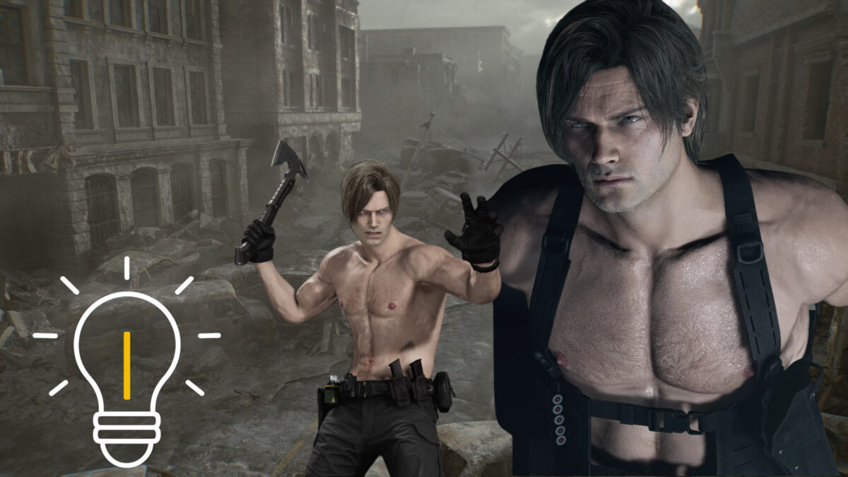 Leon oberkörperfrei in verschiedenen Posen.