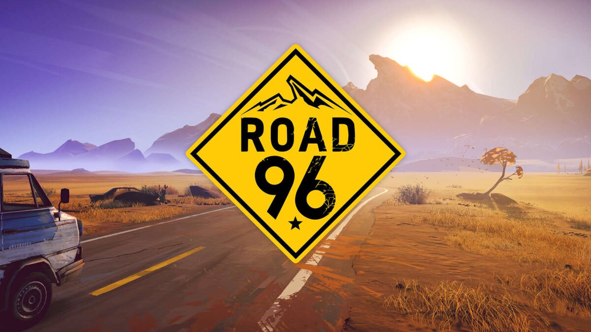Road 96 Review Blick auf eine Landstraße in Wüstenlandschaft