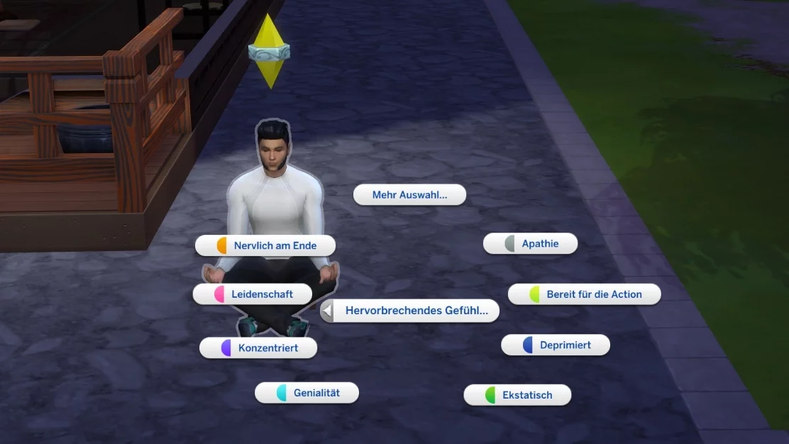 Sims 4 Ab ins Schneeparadies Auswahlmenü für die Option "Hervorbrechende Gefühle"