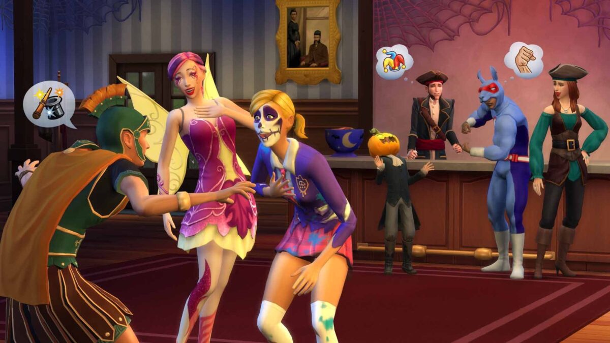 Masqueraded Sims are having fun at Halloween party