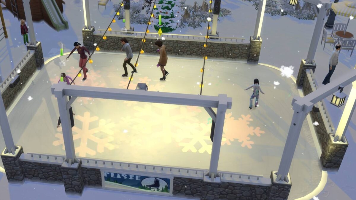 Sims 4 Jahreszeiten Sim-Familie lernt auf der Eisbahn eislaufen