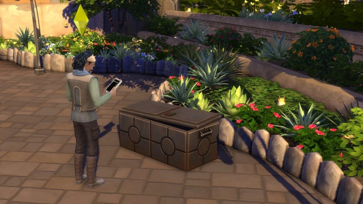 Sims 4 Reise nach Batuu Sim scannt eine Versorgungskiste