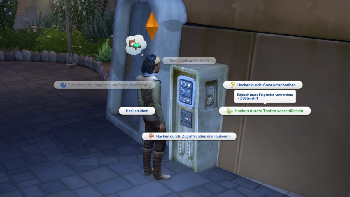 Sims 4 Reise nach Batuu Sim hackt Bedienpanel für Mission