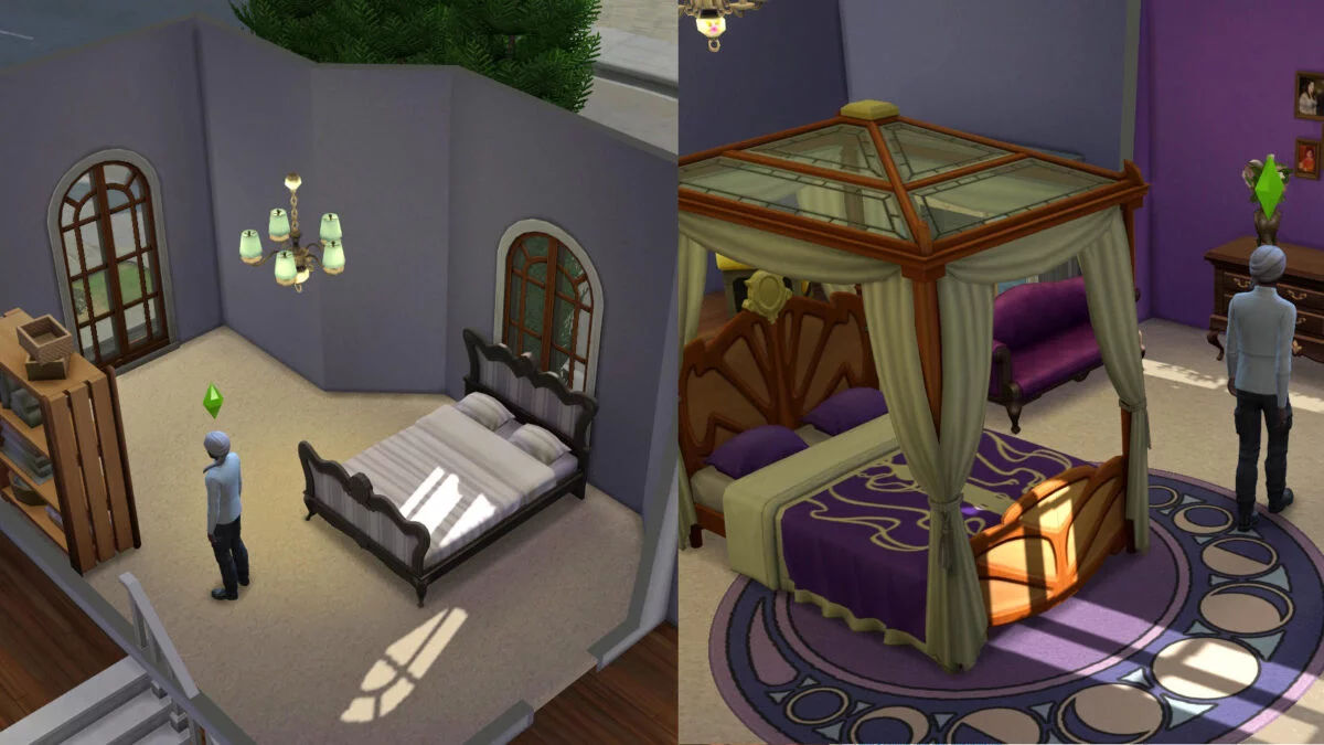 Sims 4 Traumhaftes Innendesign Renoviertes Schlafzimmer vorher und nachher