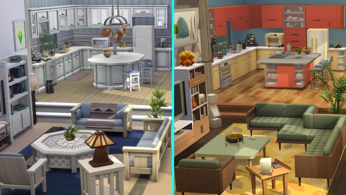 Sims 4 Traumhaftes Innendesign Küche-Esszimmerkombination mit Vorher- Nachher-Effekt